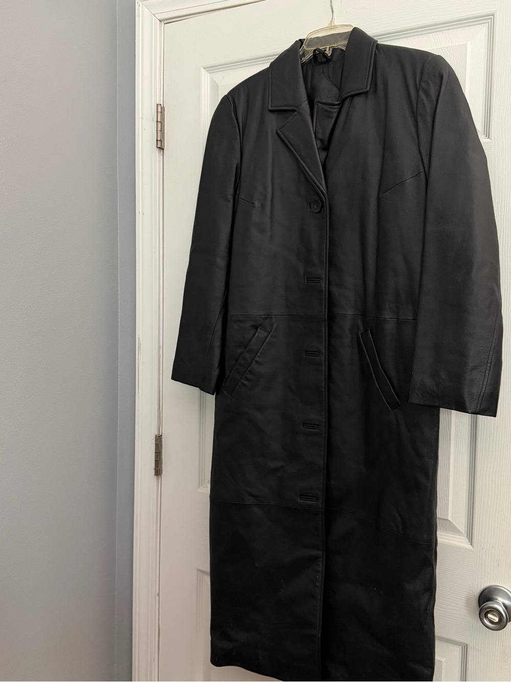 Jacqueline Ferrar Black Leather Long Coat